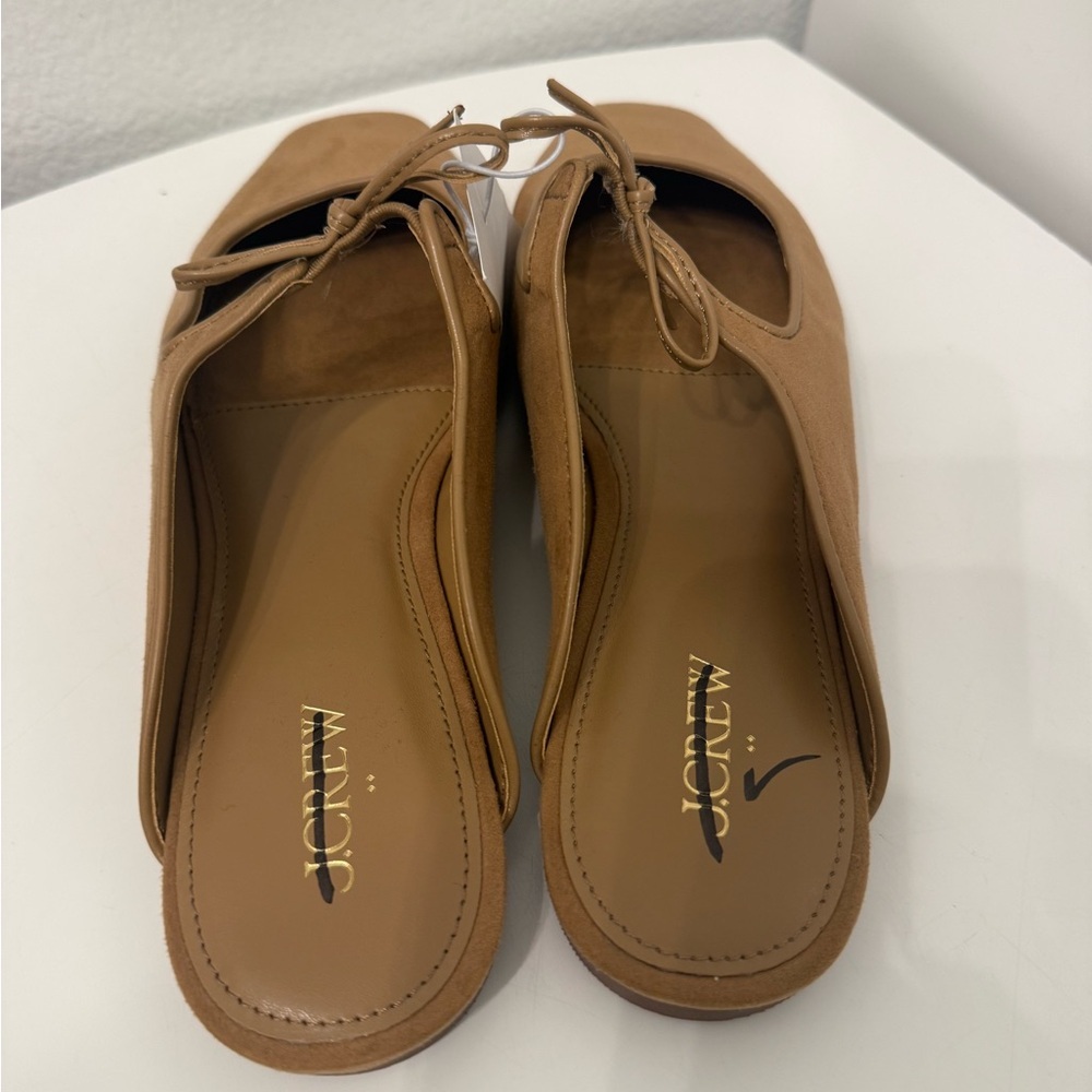 J. Crew Suede Bow-Tie Mule Slides in Tan - Picture 5 of 7